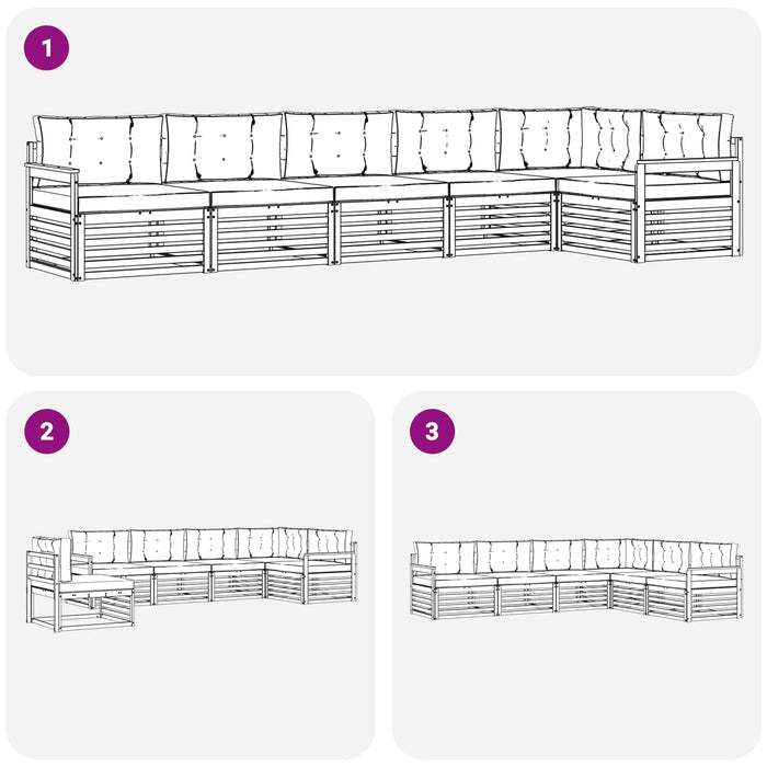 Set de canapele de exterior cu pernă 6 pcs Alb și Bej Poliester WALTI