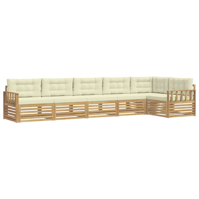 Set de canapele de exterior 6 pcs Alb și crem Poliester WALTI