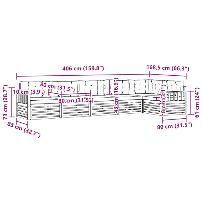 Set de canapele de exterior cu pernă 6 pcs Alb și Bej Poliester WALTI
