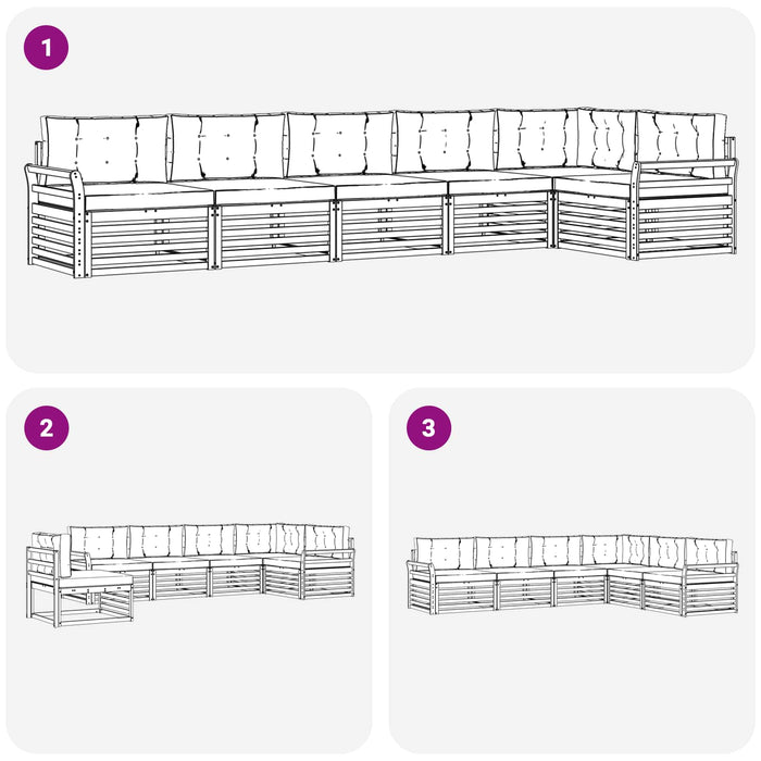 Set de canapele de exterior 6 pcs Alb și Bej - WALTI WALTI