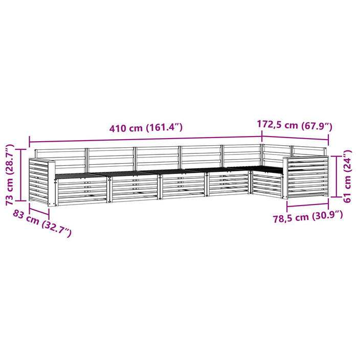 Set de canapele de exterior 6 pcs Alb 410 x 172,5 x 73 cm WALTI