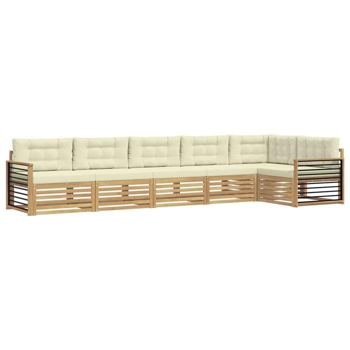 Set de canapele de exterior 6 pcs Alb și crem Poliester WALTI