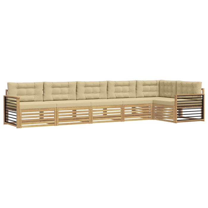 Set de canapele de exterior cu pernă 6 pcs Alb și Bej Poliester WALTI