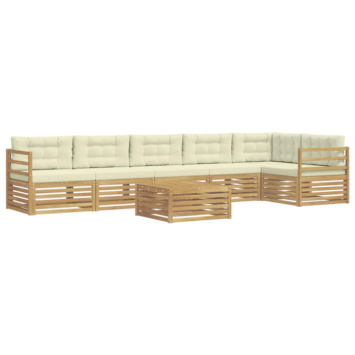 Set de canapele de exterior 7 pcs Alb și crem Poliester WALTI