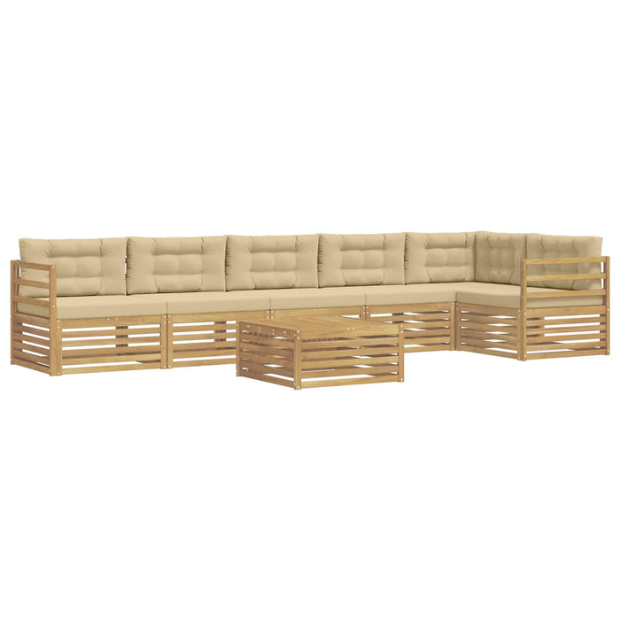 Set de canapele de exterior cu pernă 7 pcs Alb și Bej Poliester WALTI