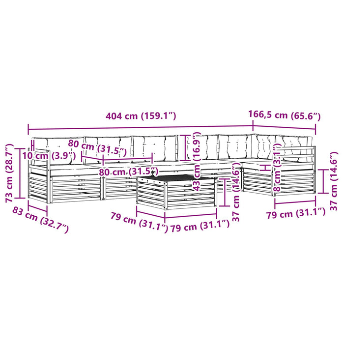 Set de canapele de exterior cu pernă 7 pcs Alb și Bej Poliester WALTI
