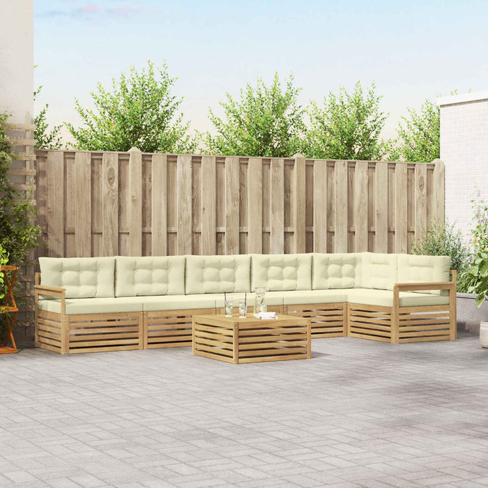 Set de canapele de exterior cu pernă 7 pcs Alb și crem WALTI