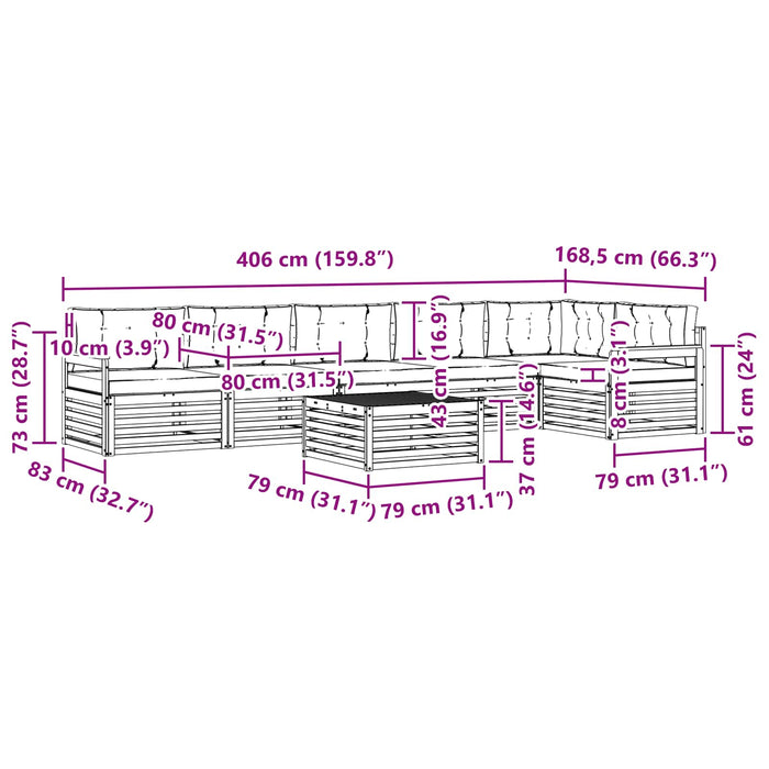 Set de canapele de exterior cu pernă 7 pcs Alb și crem WALTI