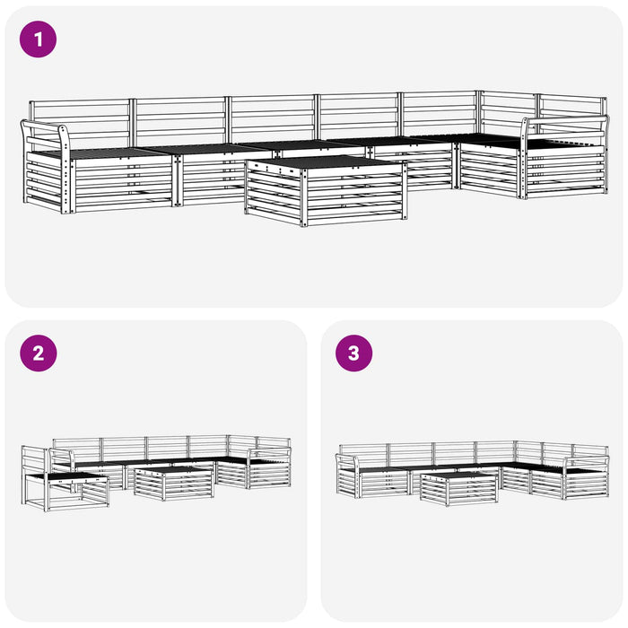 Set de canapele de exterior 7 buc. Alb Lemn Solid de Acacia WALTI