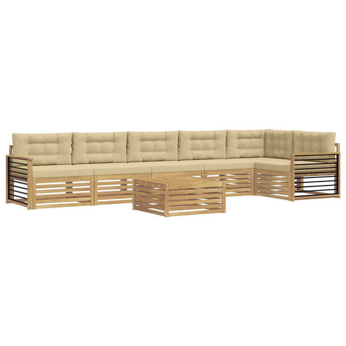 Set de canapele de exterior cu pernă 7 pcs Alb și Bej WALTI