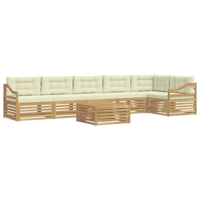 Set de canapele de exterior 7 pcs Alb și crem Poliester WALTI