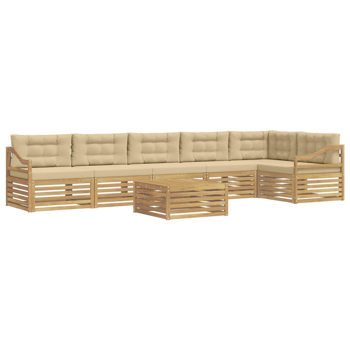 Set de canapele de exterior cu pernă 7 pcs Alb și Bej Poliester WALTI