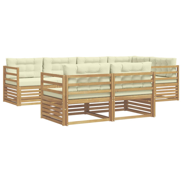 Set de canapele de exterior 7 pcs Alb și crem Poliester WALTI