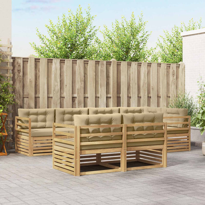 Set de canapele de exterior cu pernă 7 pcs Alb și Bej Poliester WALTI