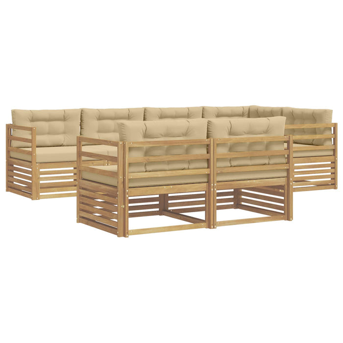 Set de canapele de exterior cu pernă 7 pcs Alb și Bej Poliester WALTI