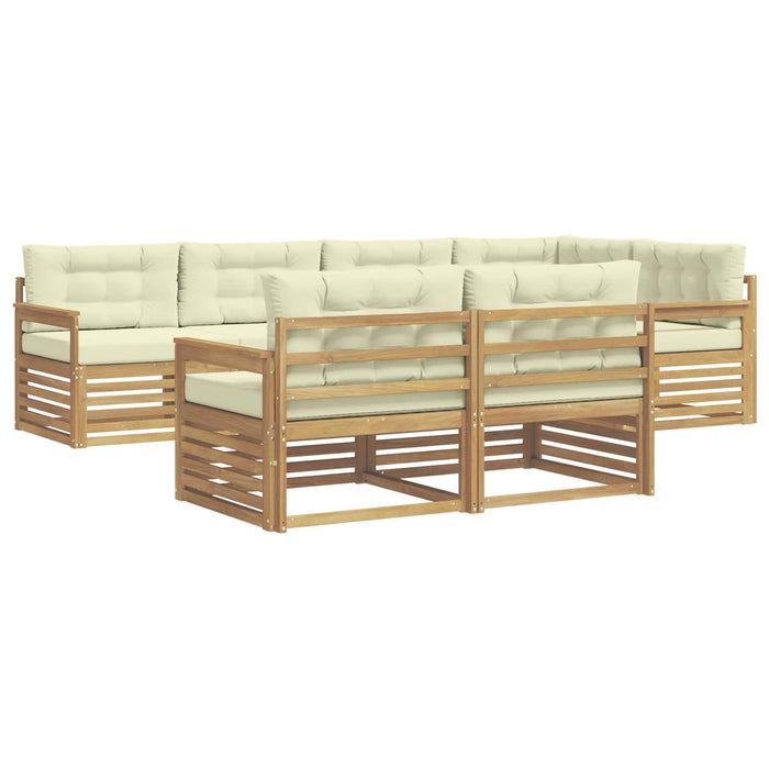 Set de canapele de exterior 7 pcs Alb și crem Poliester WALTI