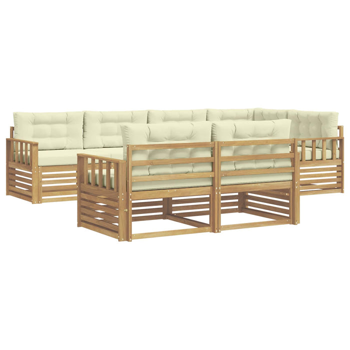 Set de canapele de exterior 7 pcs Alb și crem Poliester WALTI