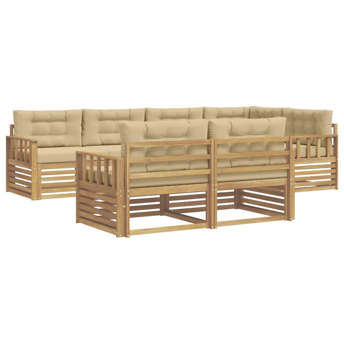Set de canapele de exterior cu pernă 7 pcs Alb și Bej Poliester WALTI