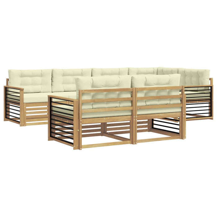 Set de canapele de exterior 7 pcs Alb și crem Poliester WALTI