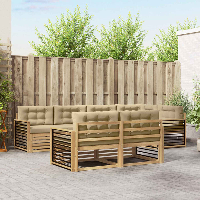 Set de canapele de exterior cu pernă 7 pcs Alb și Bej Poliester WALTI