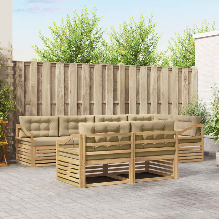 Set de canapele de exterior cu pernă 7 pcs Alb și Bej Poliester WALTI