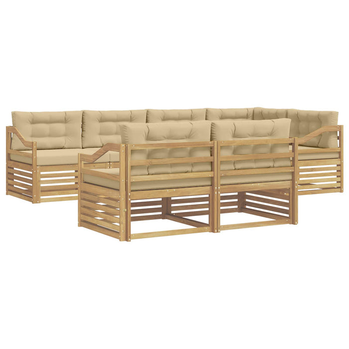 Set de canapele de exterior cu pernă 7 pcs Alb și Bej Poliester WALTI