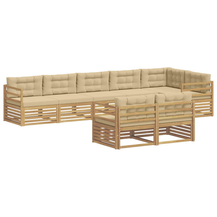 Set de canapele de exterior cu pernă 8 pcs Alb și Bej Poliester WALTI