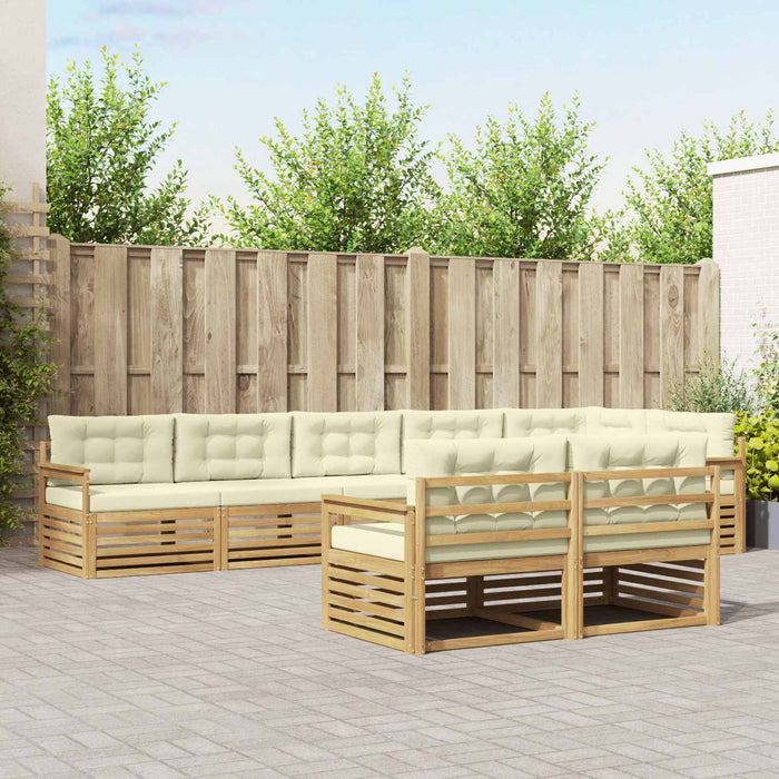Set de canapele de exterior 8 pcs Alb și crem Poliester WALTI