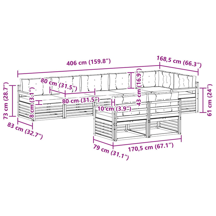 Set de canapele de exterior 8 pcs Alb și antracit Poliester WALTI