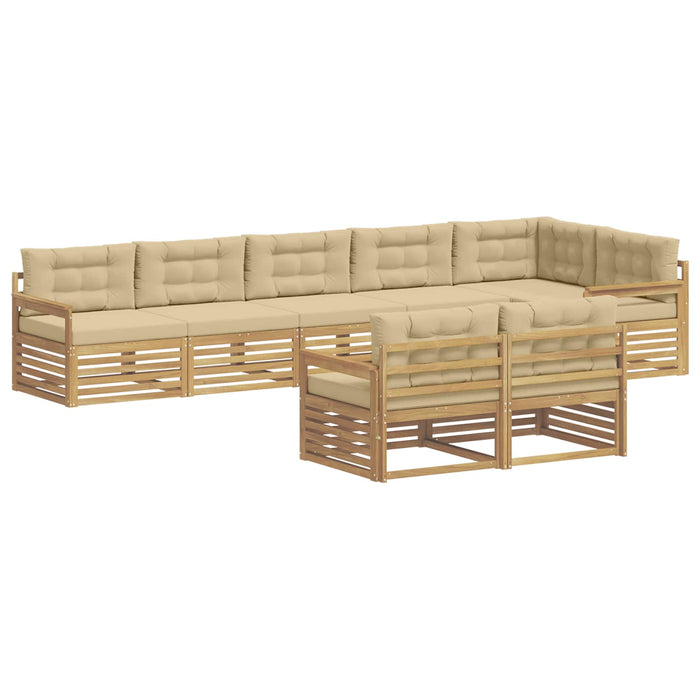 Set de canapele de exterior cu pernă 8 pcs Alb și Bej Poliester WALTI