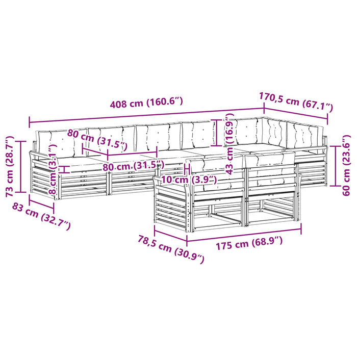 Set de canapele de exterior 8 pcs Alb și antracit WALTI