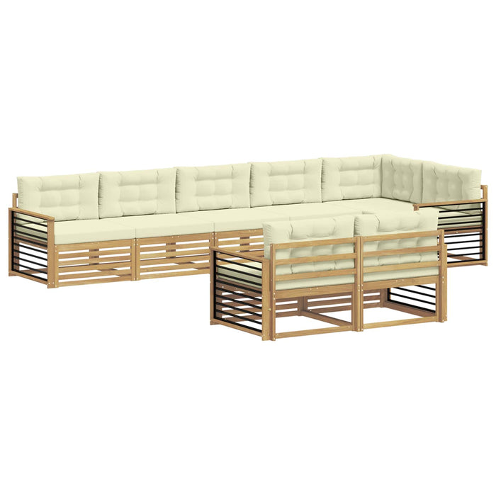 Set de canapele de exterior 8 pcs Alb și crem Poliester WALTI