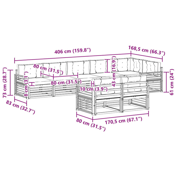 Set de canapele de exterior 8 pcs Alb și crem Poliester WALTI