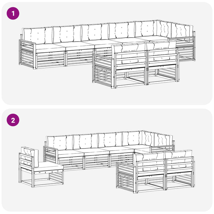 Set de canapele de exterior 8 pcs Alb și antracit Poliester WALTI