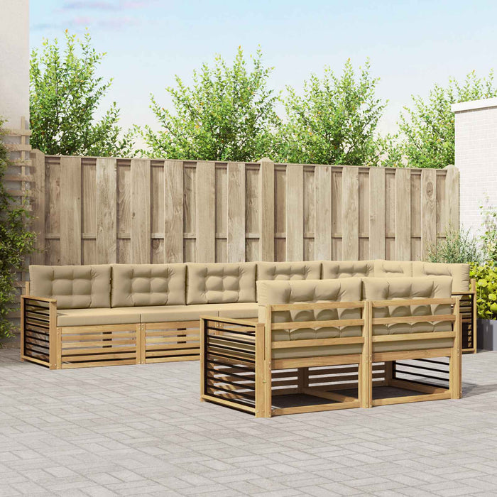 Set de canapele de exterior cu pernă 8 pcs Alb și Bej Poliester WALTI