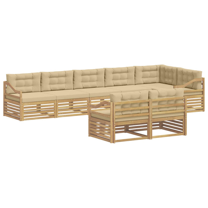 Set de canapele de exterior cu pernă 8 pcs Alb și Bej Poliester WALTI