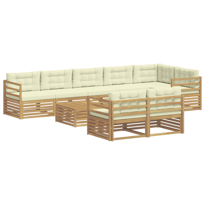 Set de canapele de exterior cu pernă 9 pcs Alb și crem WALTI