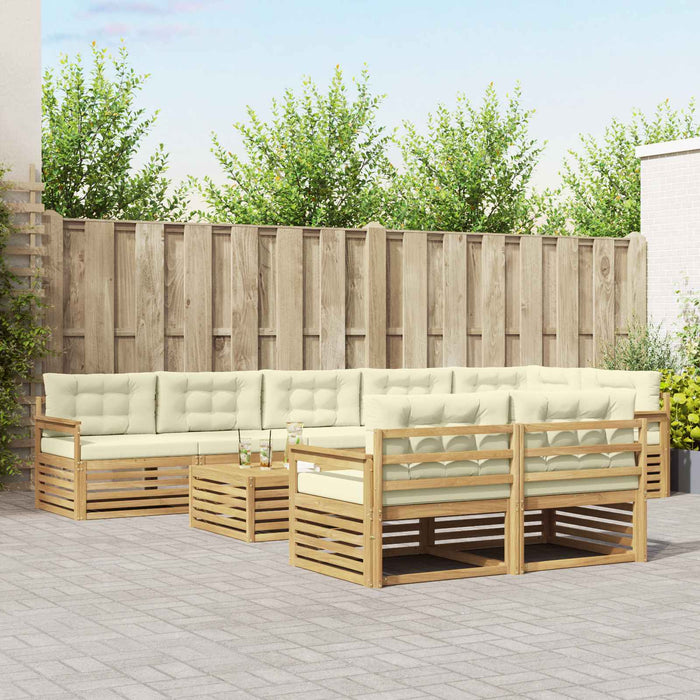 Set de canapele de exterior 9 pcs Alb și crem Poliester WALTI
