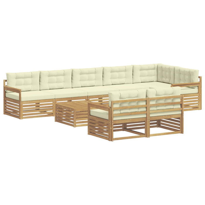 Set de canapele de exterior 9 pcs Alb și crem Poliester WALTI