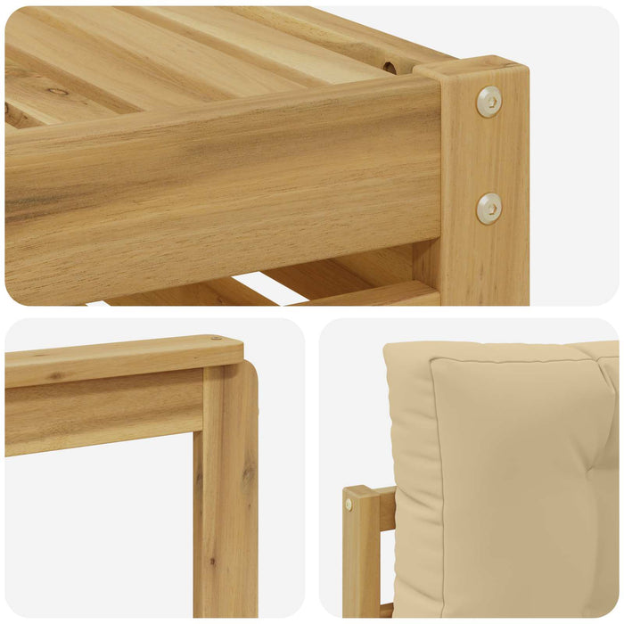 Set de canapele de exterior cu pernă 9 pcs Alb și Bej Poliester WALTI