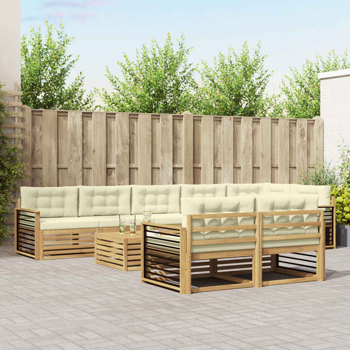 Set de canapele de exterior 9 pcs Alb și crem Poliester WALTI