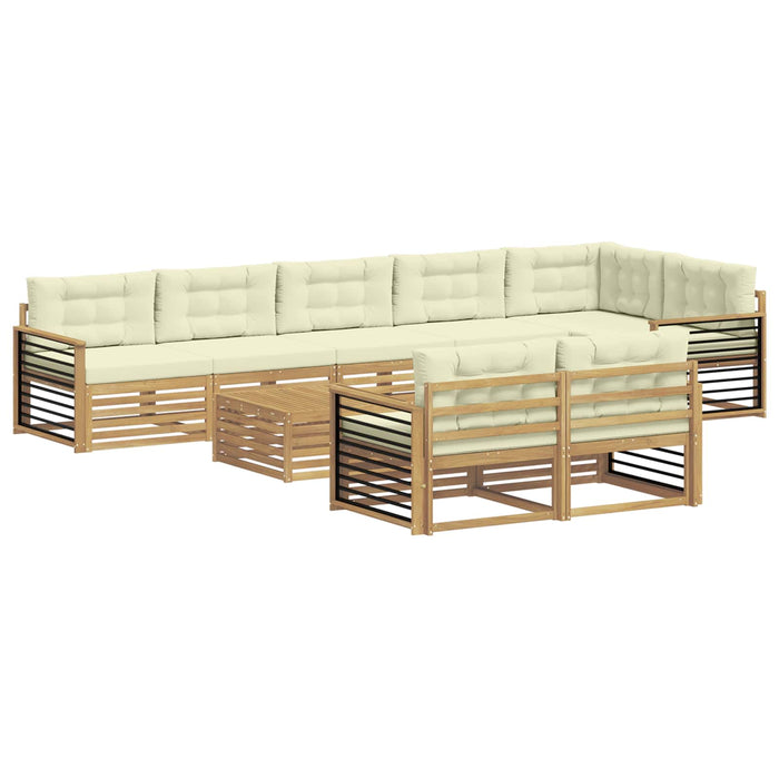 Set de canapele de exterior 9 pcs Alb și crem Poliester WALTI