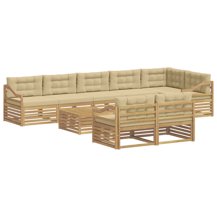 Set de canapele de exterior cu pernă 9 pcs Alb și Bej WALTI