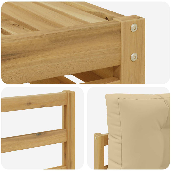Set de canapele de exterior cu pernă 6 pcs Alb și Bej Poliester WALTI