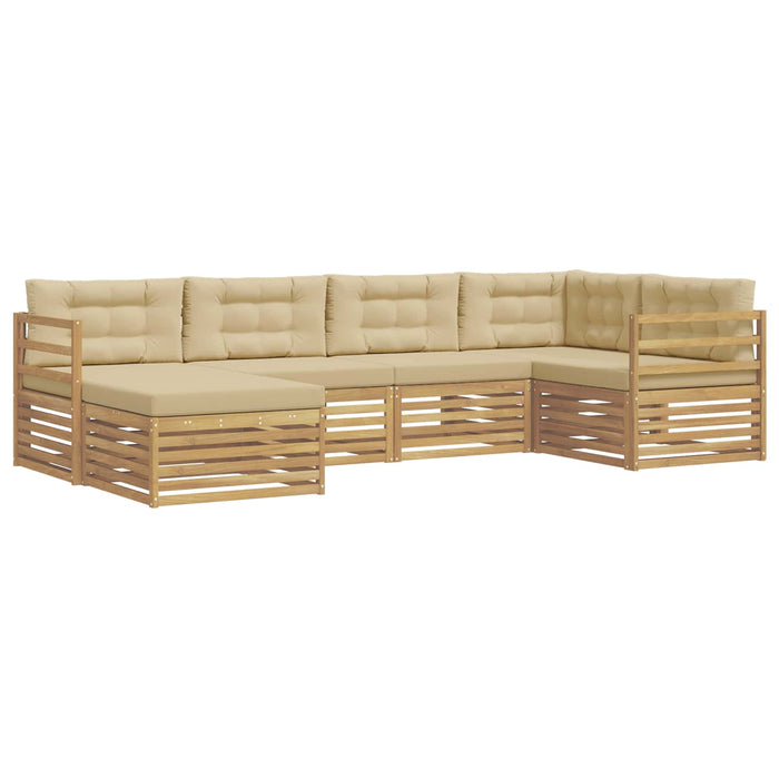 Set de canapele de exterior cu pernă 6 pcs Alb și Bej Poliester WALTI