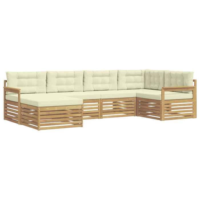 Set de canapele de exterior 6 pcs Alb și crem Poliester WALTI
