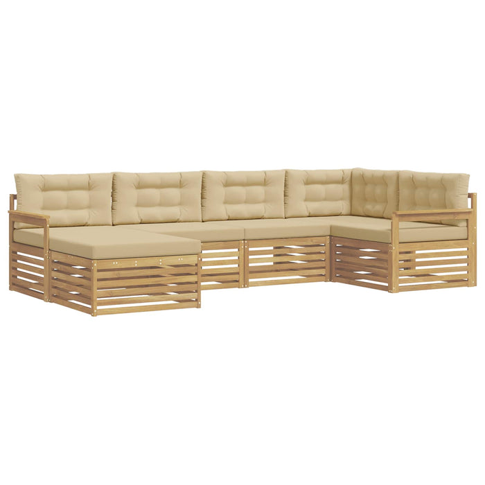 Set de canapele de exterior cu pernă 6 pcs Alb și Bej Poliester WALTI