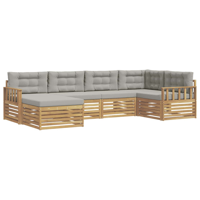 Set de canapele de exterior 6 pcs Alb și gri deschis Poliester WALTI