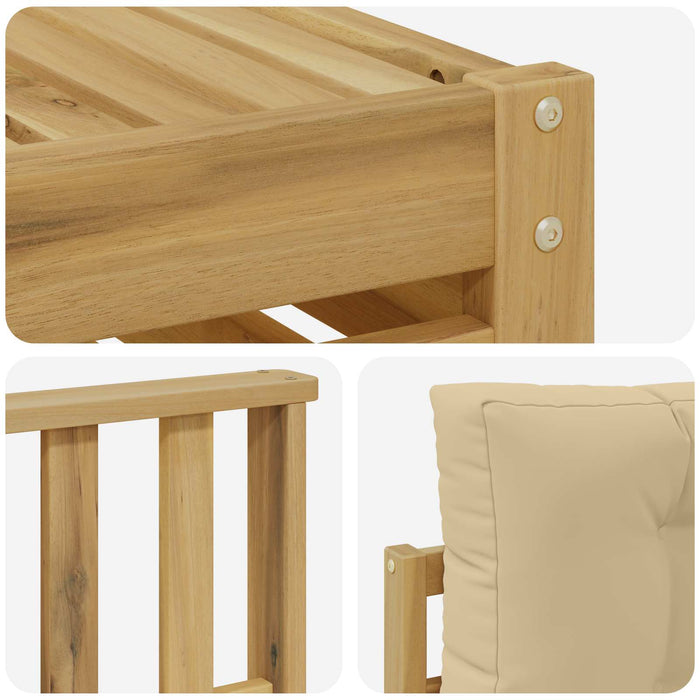 Set de canapele de exterior cu pernă 6 pcs Alb și Bej Poliester WALTI