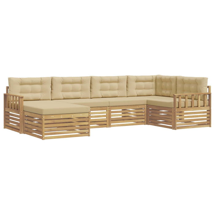 Set de canapele de exterior cu pernă 6 pcs Alb și Bej Poliester WALTI